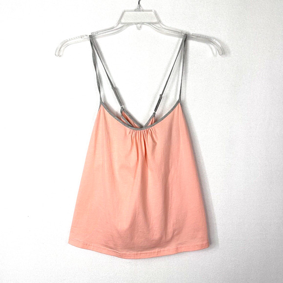 Calme Johnny Was Night And Day Tank L Peach Gray Trim Criss Cross Back NWOT - Picture 1 of 9